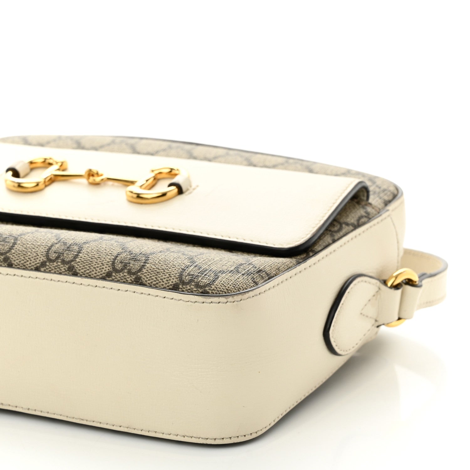 Gucci GG Supreme Monogram Small Horsebit 1955 Shoulder Bag Beige Mystic White 10 of 14