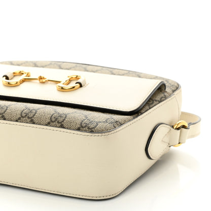 Gucci GG Supreme Monogram Small Horsebit 1955 Shoulder Bag Beige Mystic White 10 of 14