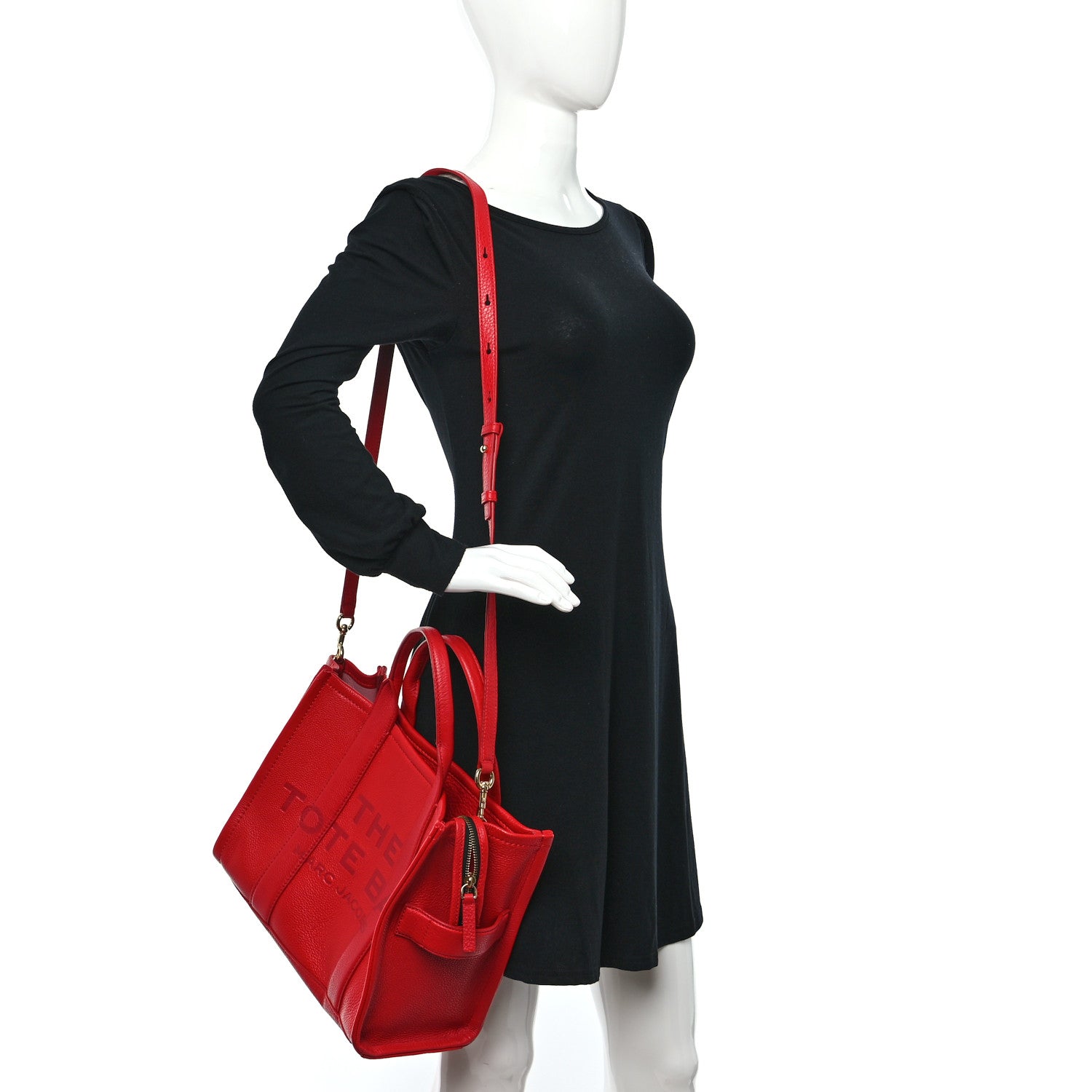 Marc Jacobs Grained Calfskin Medium The Tote Bag True Red 2 of 13