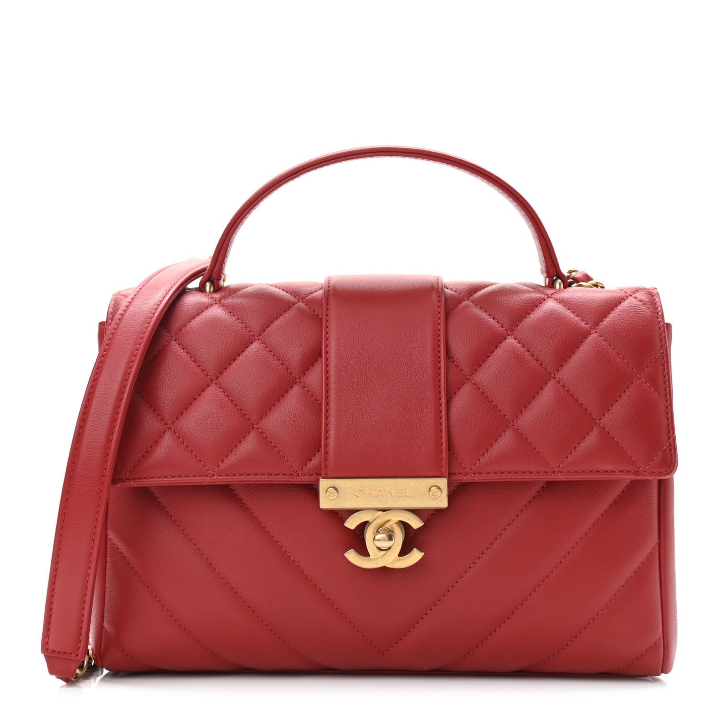 Calfskin Quilted Chevron In The City Bag Red