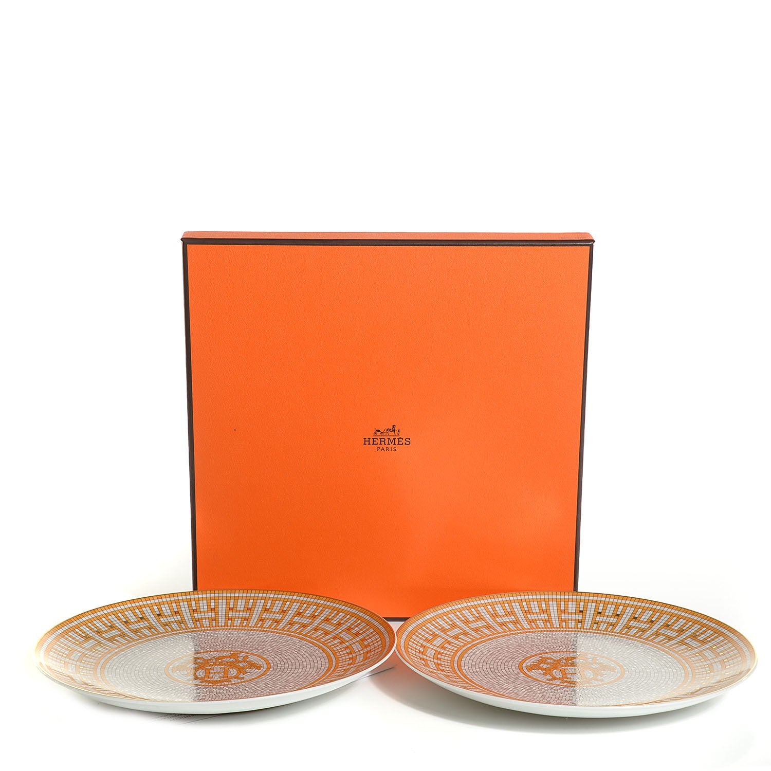 Hermes Porcelain Mosaique au 24 Dessert Plate 8.3 Set of 2 4 of 4