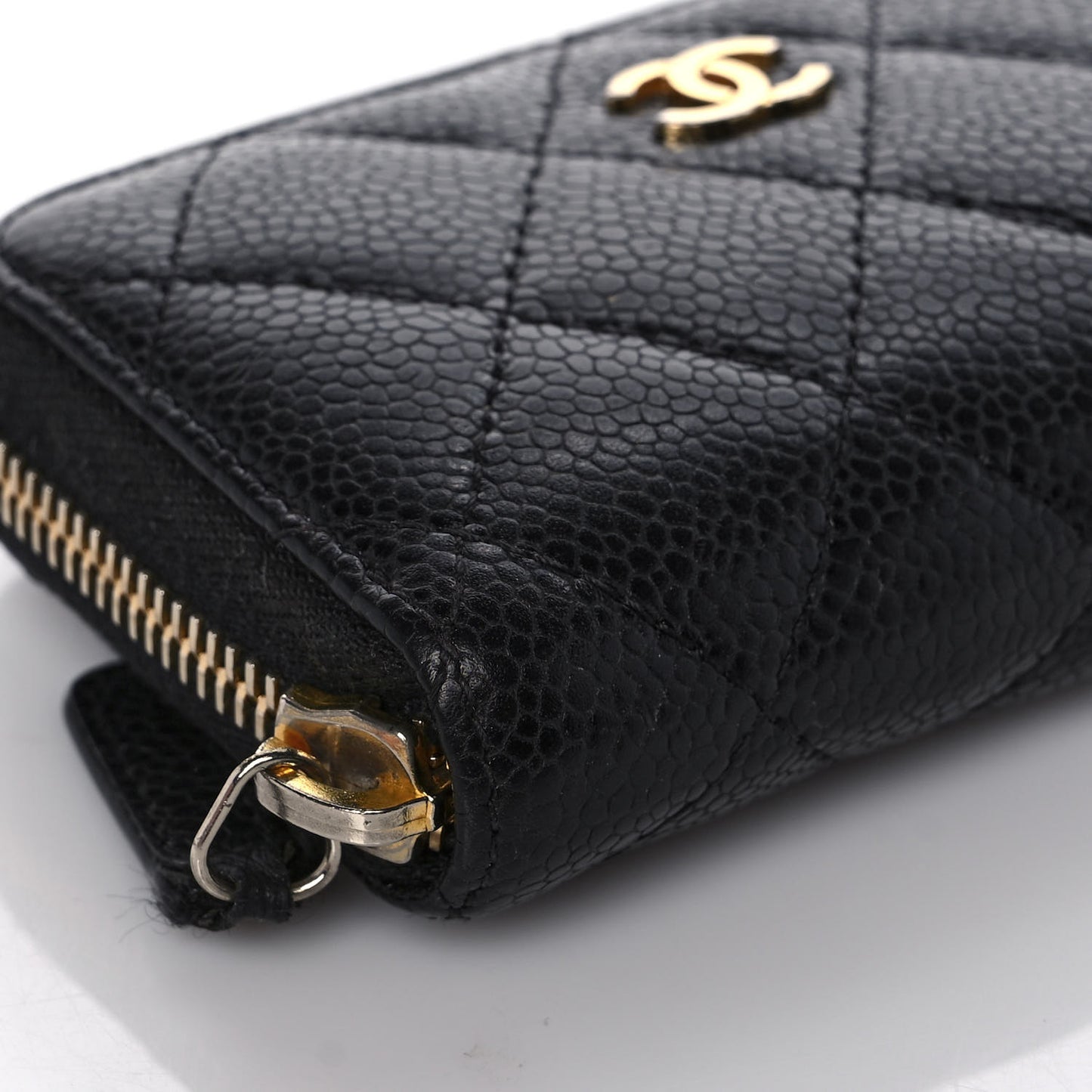 Caviar Quilted Zip Coin Purse Black