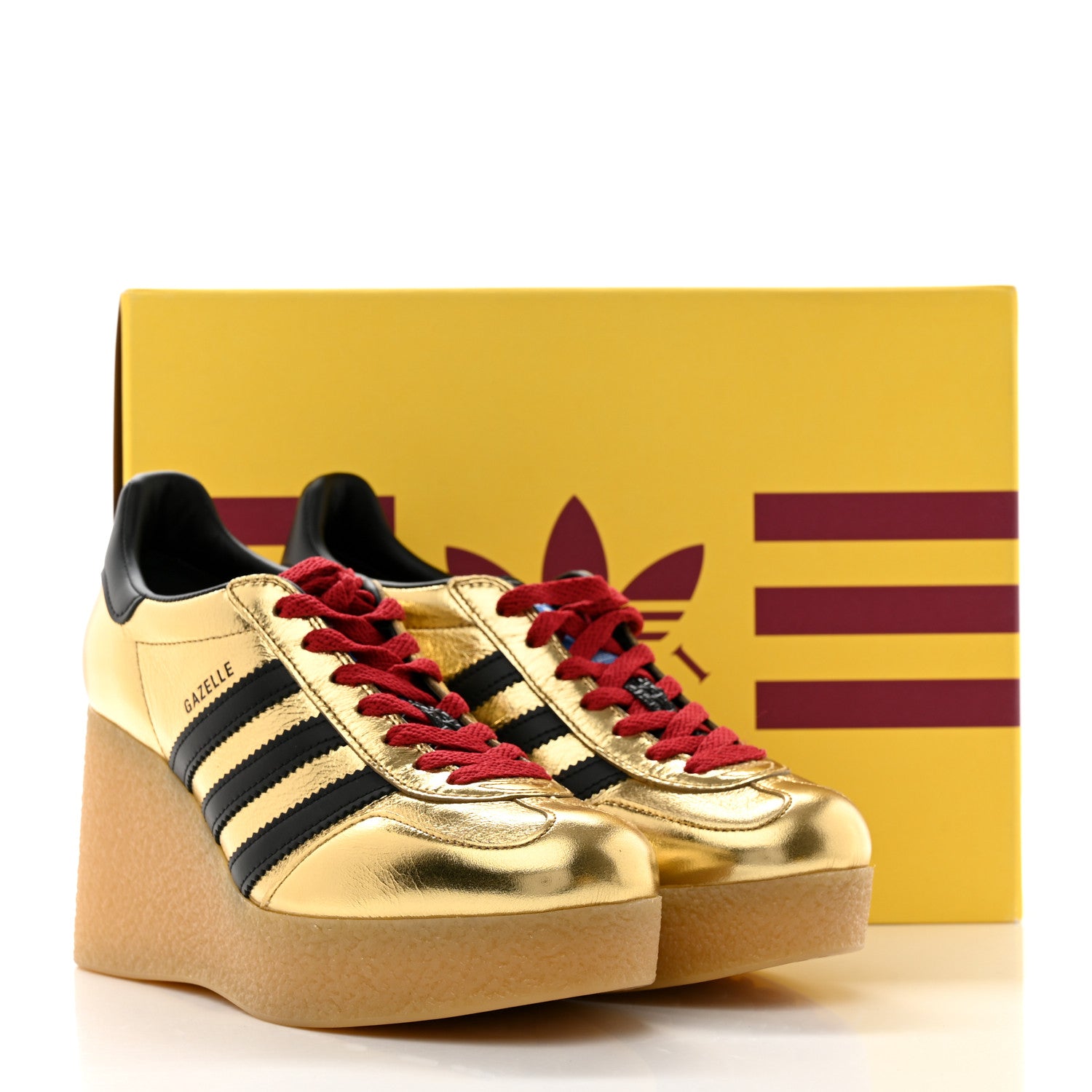 Gucci X ADIDAS Ginza Calfskin Demetra Gazelle Wedge Sneakers 37.5 King Gold Black 8 of 8