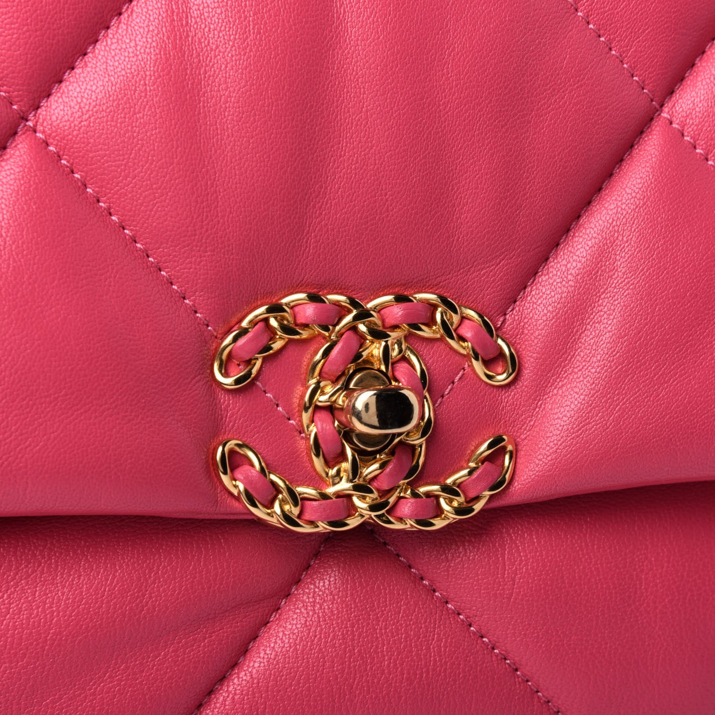 Goatskin Quilted Large Chanel 19 Flap Dark Pink