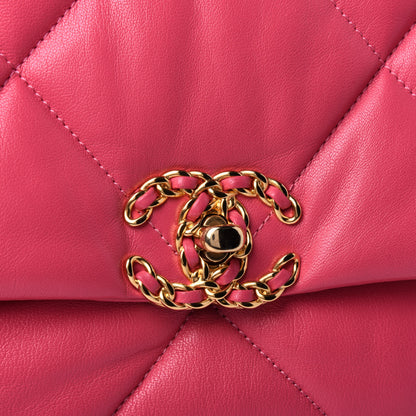 Chanel Goatskin Quilted Large Chanel 19 Flap Dark Pink 9 of 9