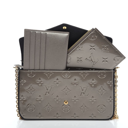 Louis Vuitton Vernis Felicie Pochette Chain Wallet Champagne Metallise 4 of 9
