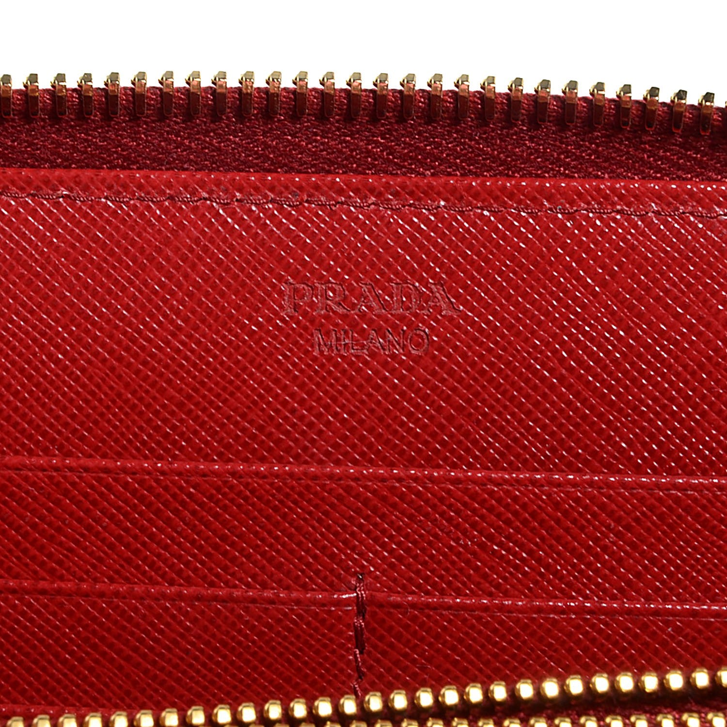 Prada Saffiano Metal Zip Around Wallet Fuoco 6 of 9