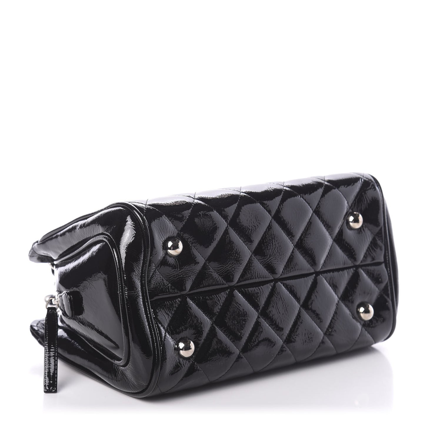 Patent Quilted Tote Black