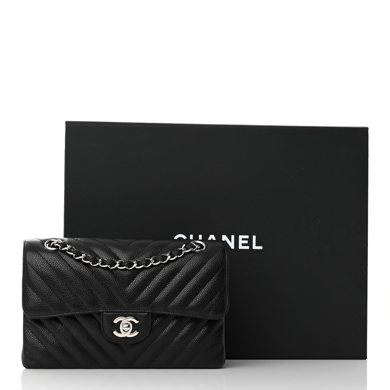 Chanel Caviar Chevron Quilted Small Double Flap Black 11 of 11