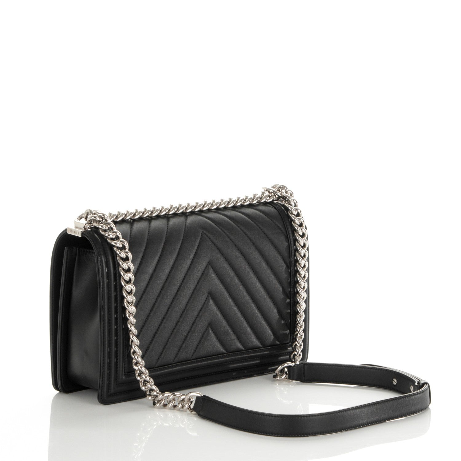 Chanel Calfskin Chevron Quilted New Medium Boy Flap Black 3 of 7