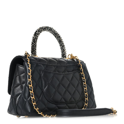 Chanel Calfskin Strass Quilted Mini Coco Handle Flap Dark Silver 3 of 10