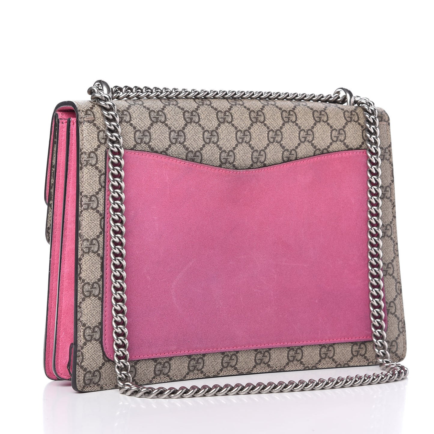 GG Supreme Monogram Suede Pierced Heart Embroidered Medium Dionysus Shoulder Bag Beige Ebony Pink Tropical Flower