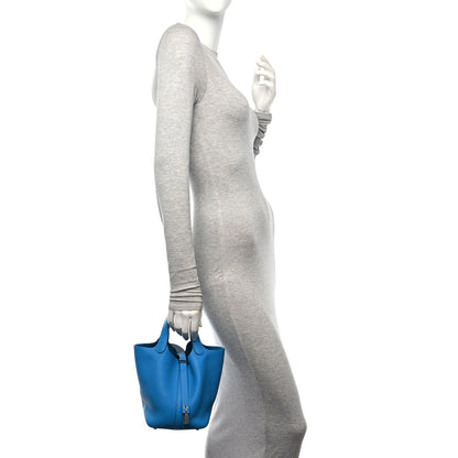 Hermes Taurillon Clemence Picotin Lock 18 PM Bleu Frida 3 of 9