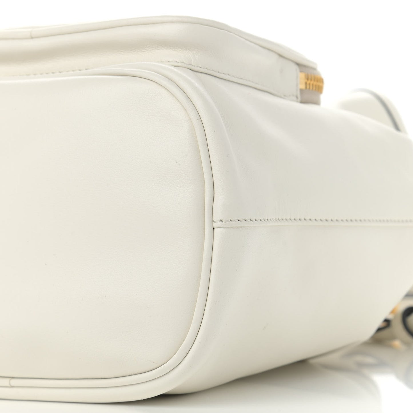 Soft Calfskin Saffiano Mini Bucket Crossbody Bag White