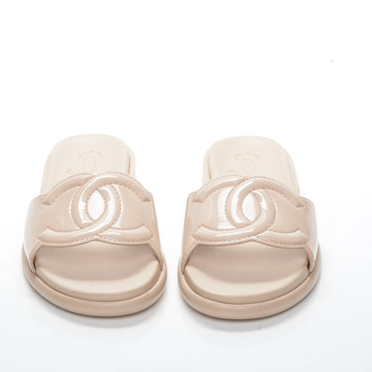 Chanel Patent Calfskin CC Slip On Mules 39 Beige 2 of 8