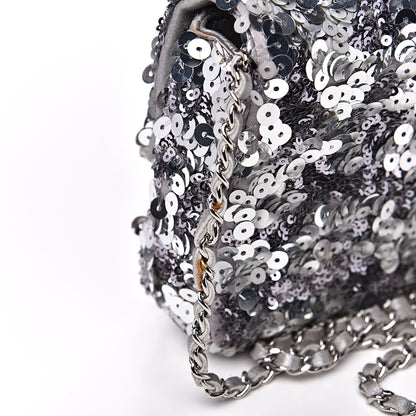 Chanel Sequin Medium Single Flap Silver 10 of 14