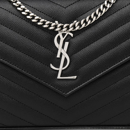 Saint Laurent Grain De Poudre Matelasse Chevron Monogram Chain Wallet Black 7 of 10