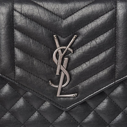 Saint Laurent Sheepskin Tri-Quilt Monogram Envelope Chain Wallet Black 10 of 10