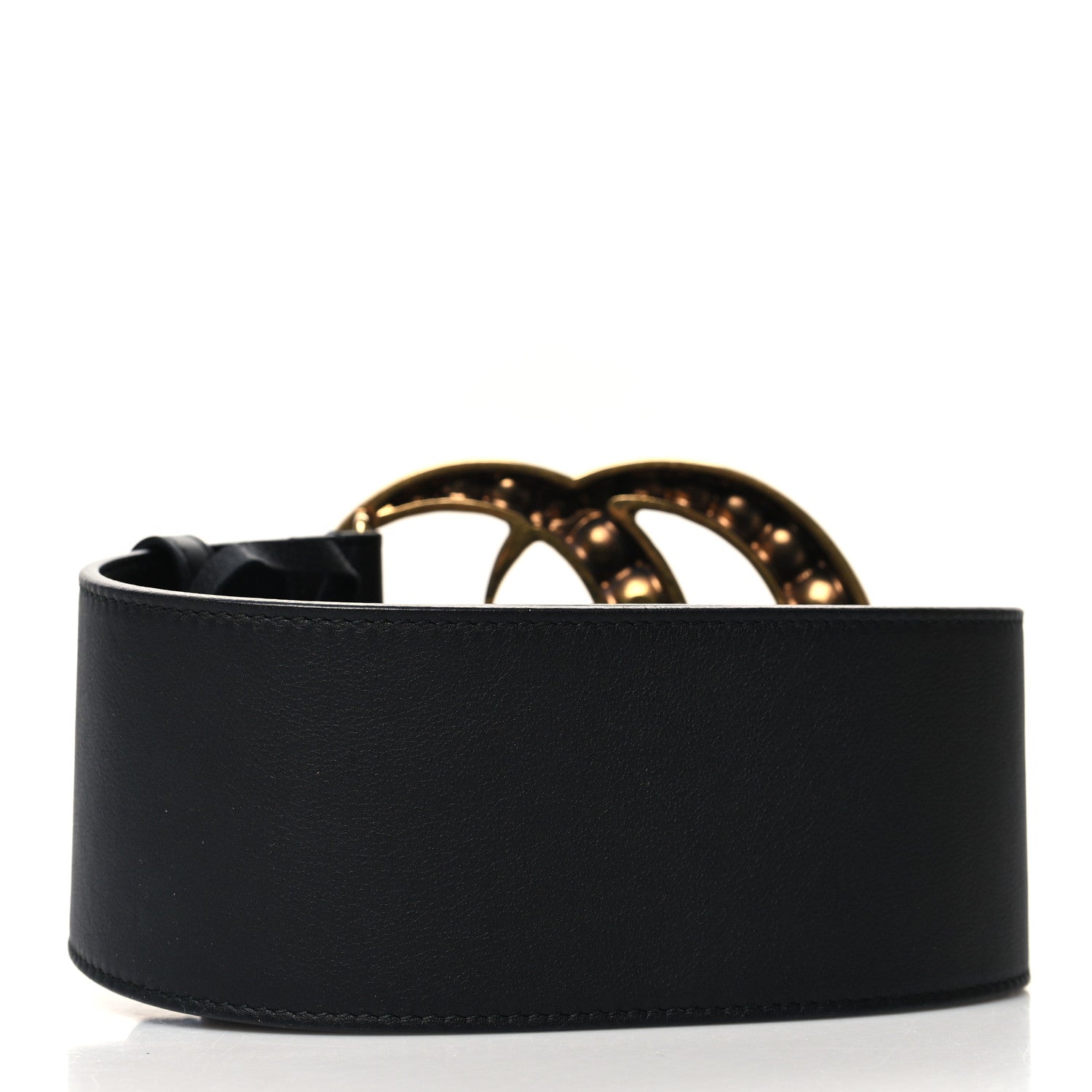 Gucci Moon Calfskin Pearl Double G 70mm Belt 95 38 Black Cream 2 of 6