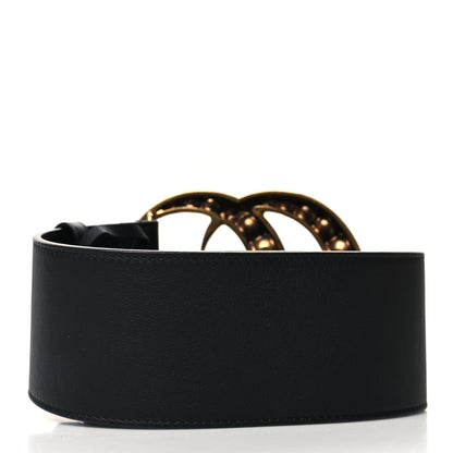 Gucci Moon Calfskin Pearl Double G 70mm Belt 95 38 Black Cream 2 of 6