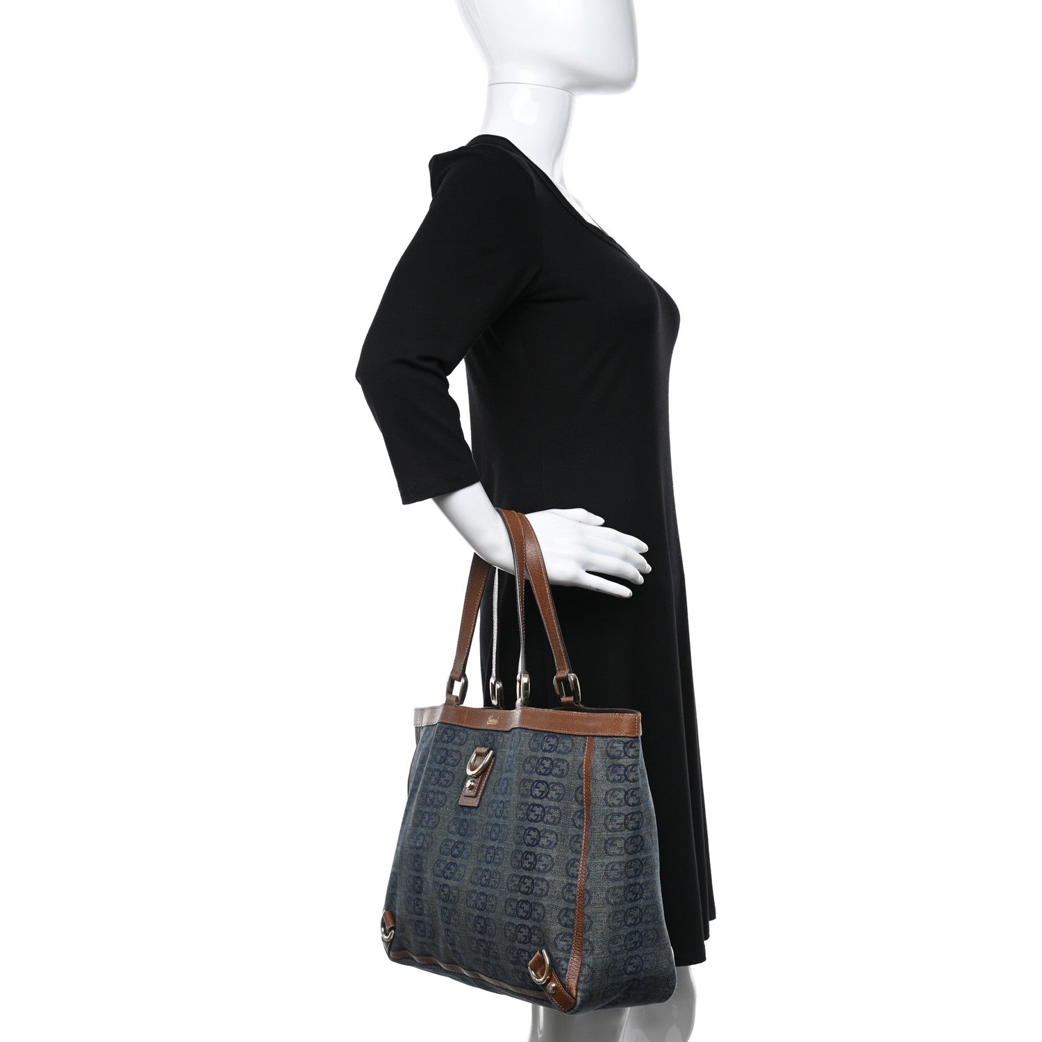 Gucci Denim GG Large Abbey Tote Blue 2 of 10