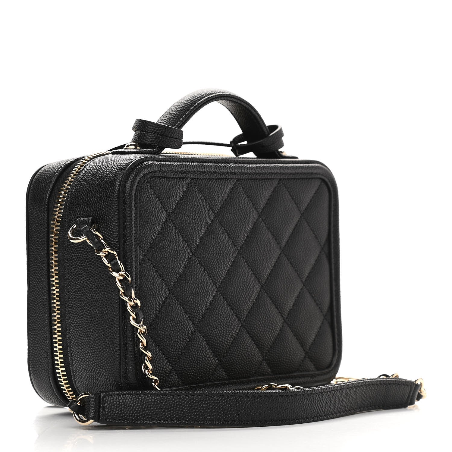 Chanel Caviar Quilted Small CC Filigree Vanity Case Black 3 of 11