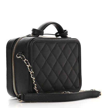 Chanel Caviar Quilted Small CC Filigree Vanity Case Black 3 of 11