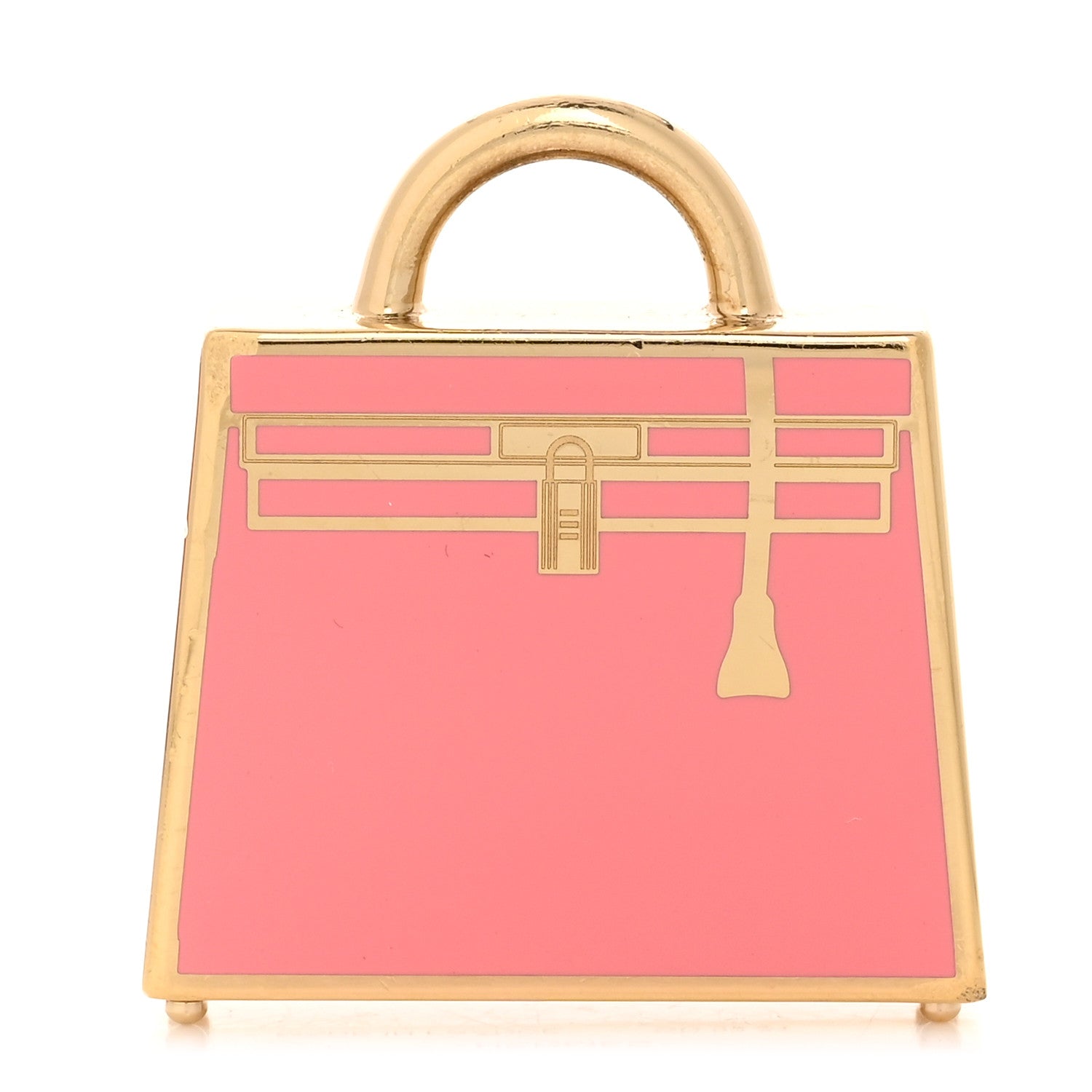 Hermes Metal Lacquered Permabrass Kelly Curiosite Charm Rose Azalee 1 of 4