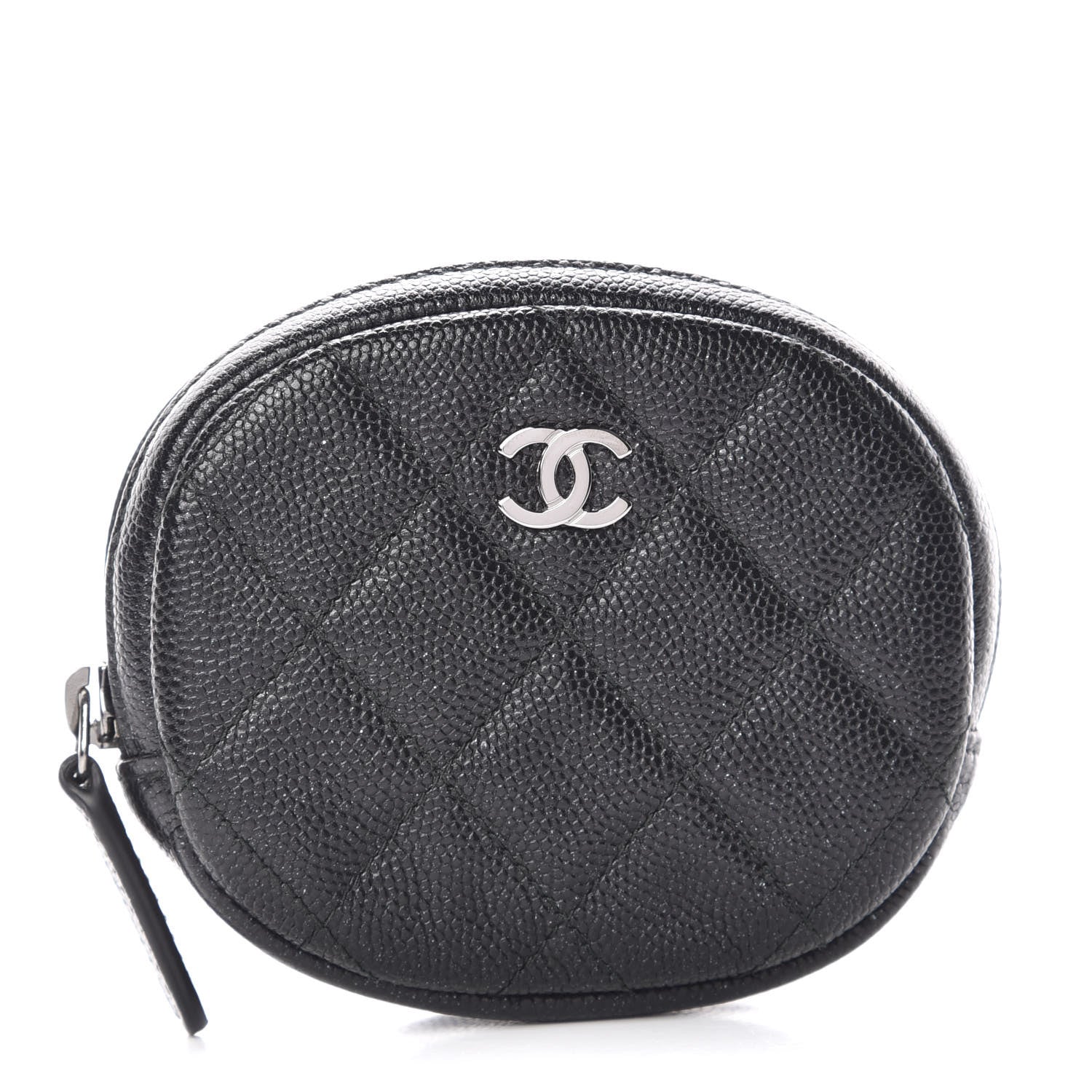 Chanel Metallic Caviar Quilted Zip Around Classic Coin Purse Black 1 of 8