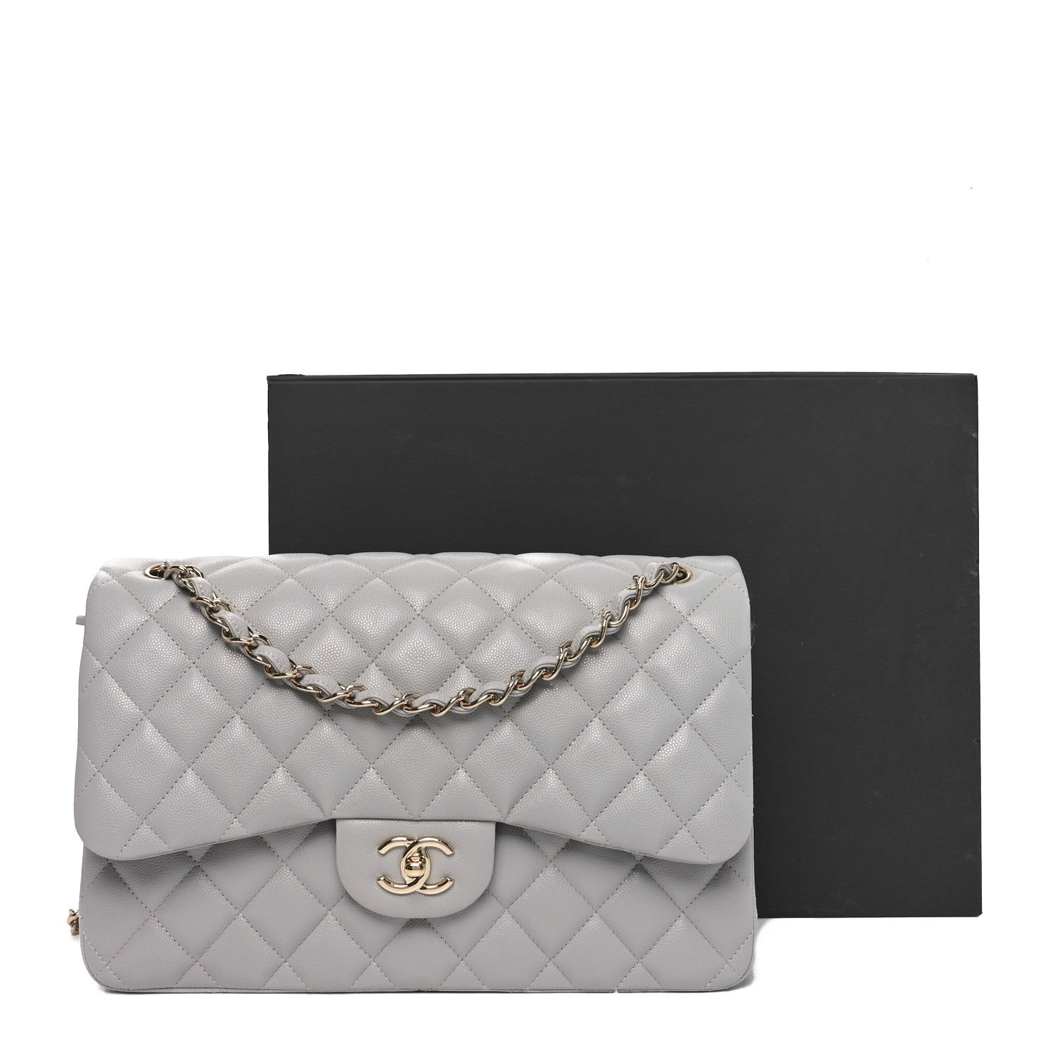 Chanel Caviar Quilted Jumbo Double Flap Grey 11 of 11