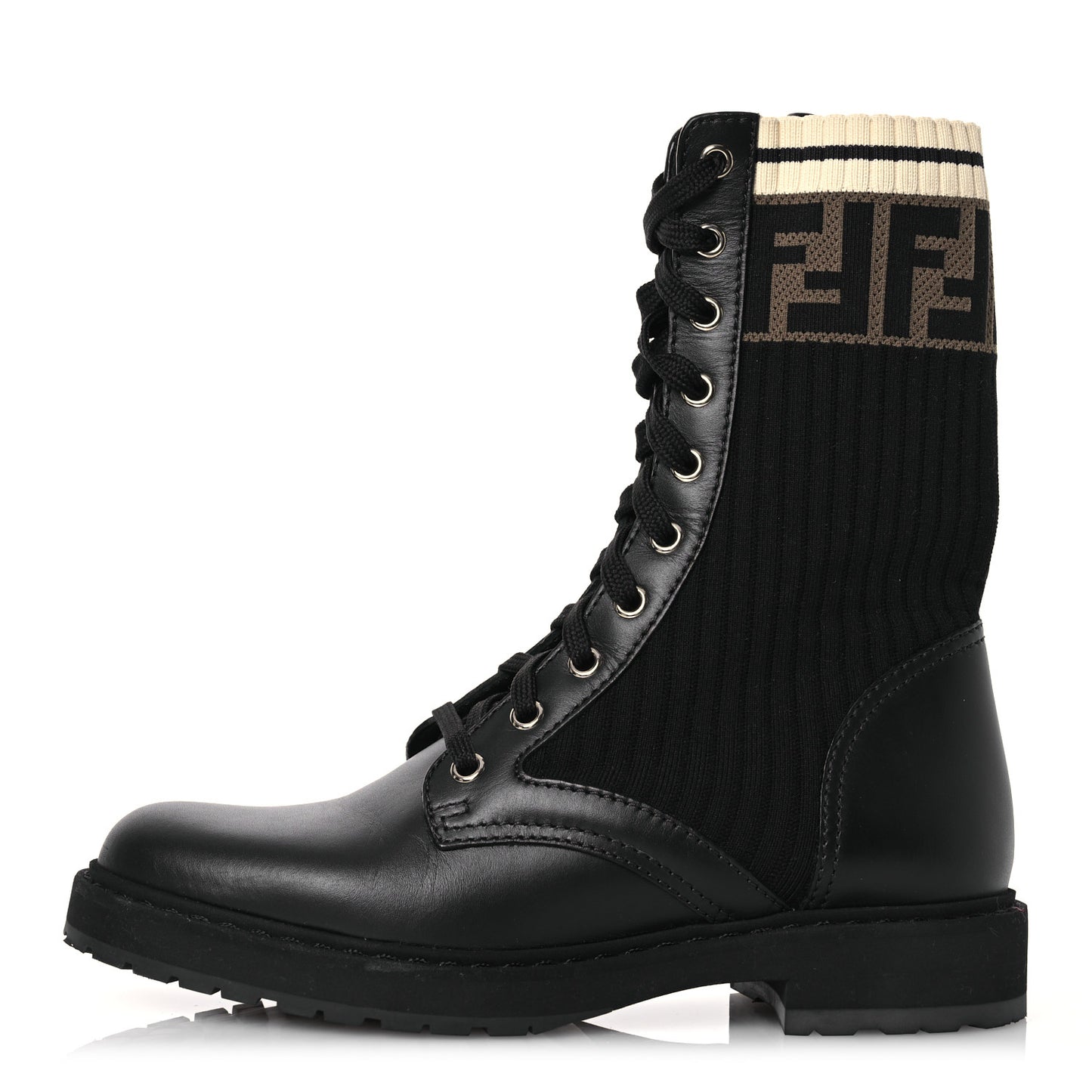Calfskin Stretch Fabric Rockoko Biker Boots 37 Tobacco Black Marino