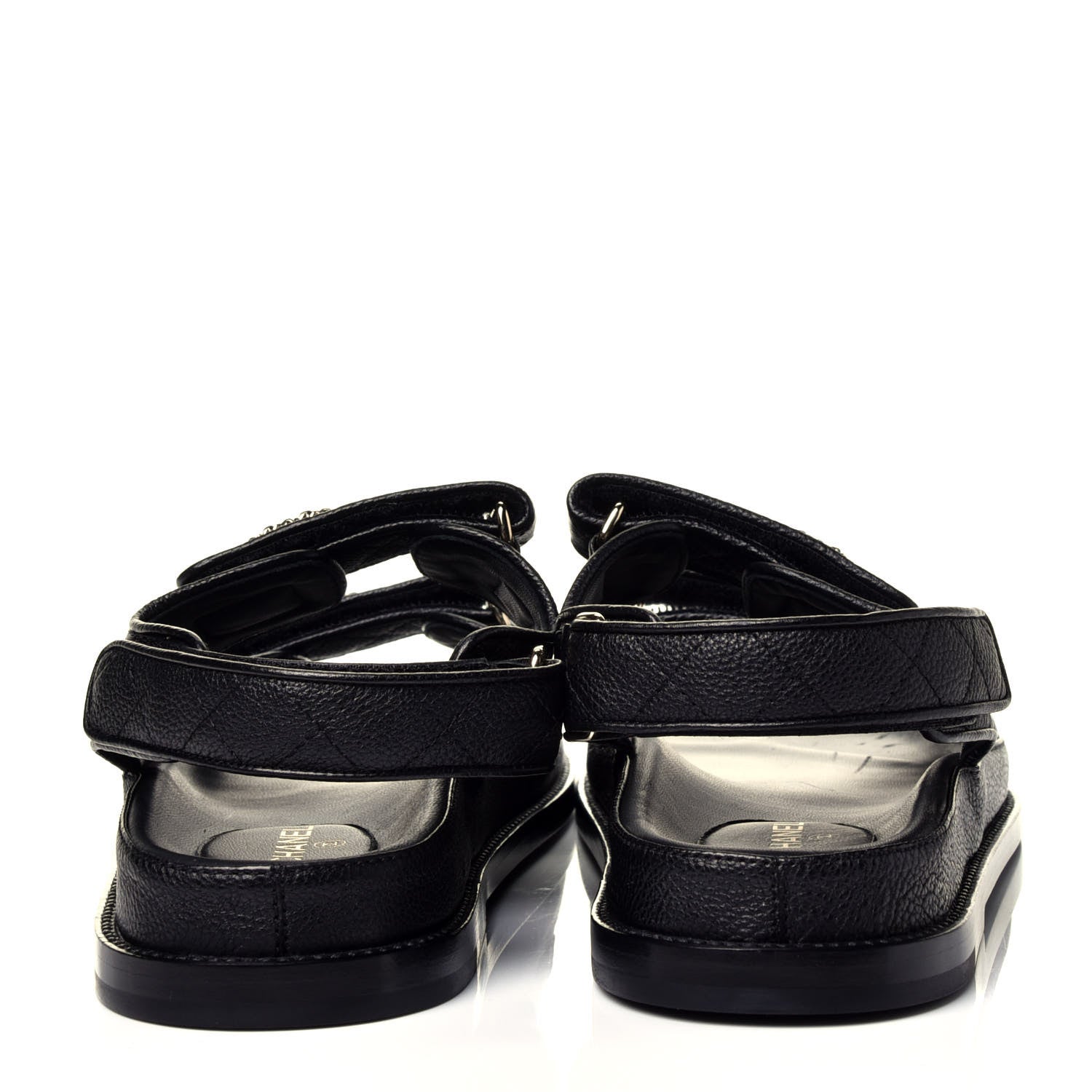 Chanel Grained Calfskin Velcro Dad Sandals 40 Black 4 of 10