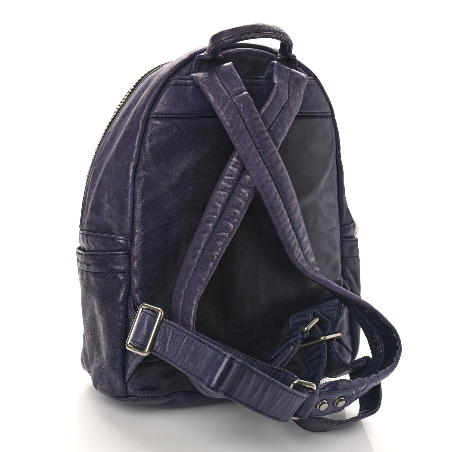 MCM Lambskin Small Tumbler Backpack Navy 3 of 10