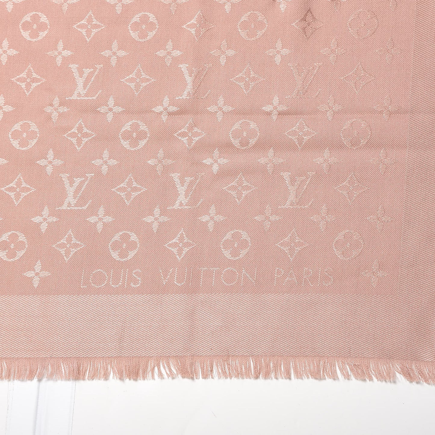 Silk Wool Monogram Shawl Natural