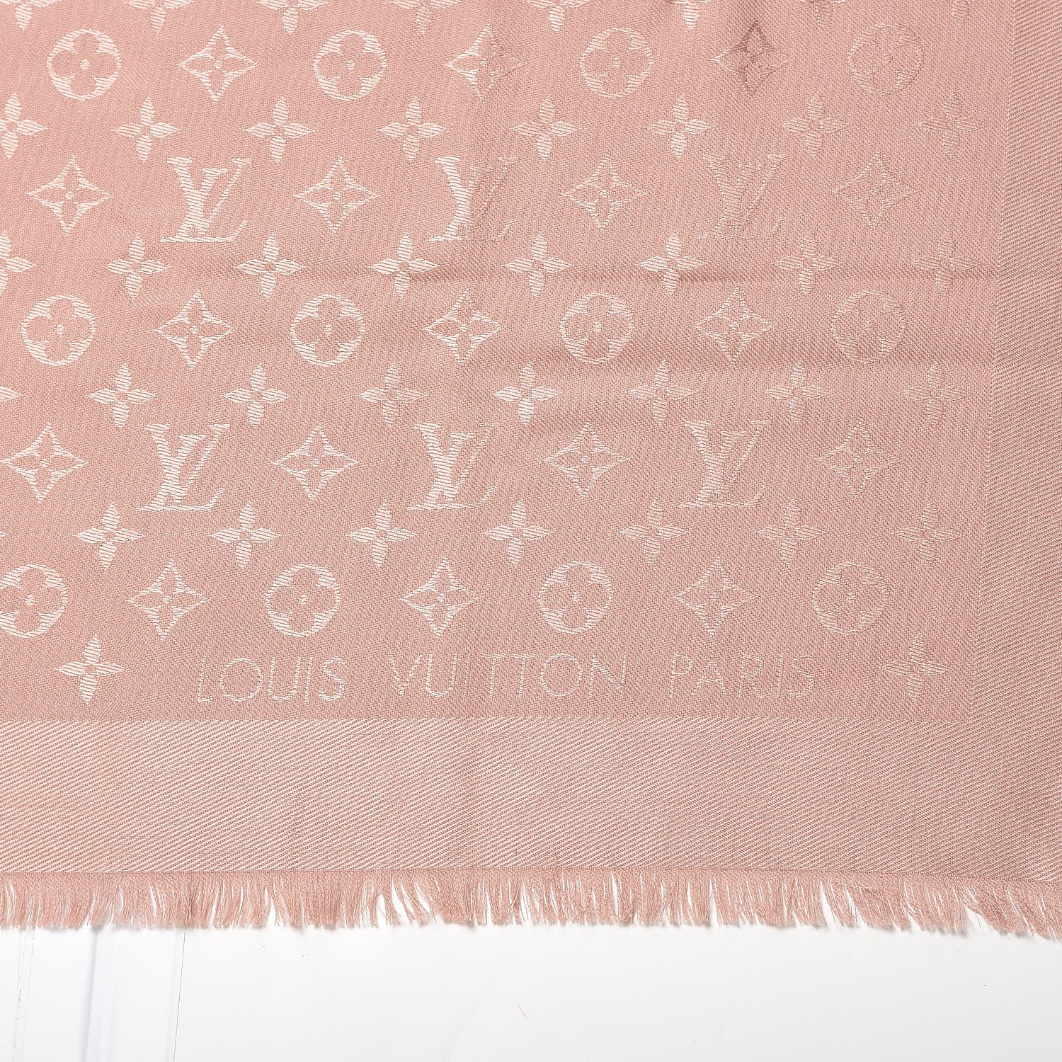 Louis Vuitton Silk Wool Monogram Shawl Natural 3 of 4
