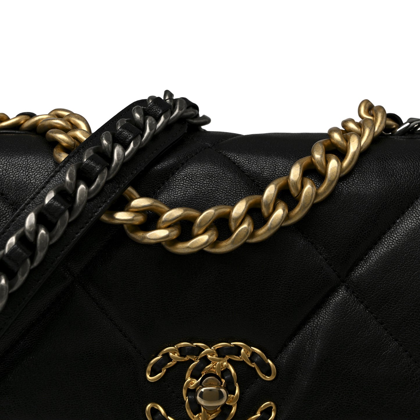 Lambskin Quilted Medium Chanel 19 Flap Black