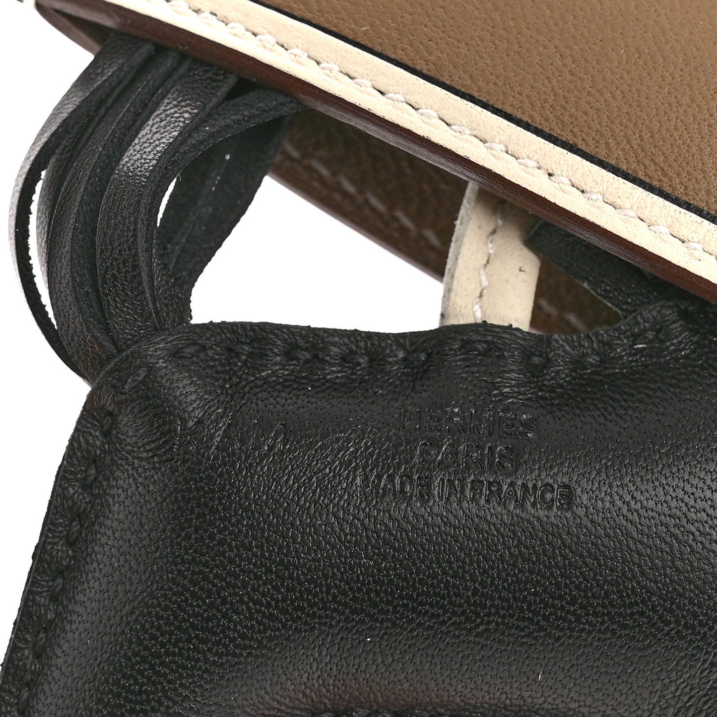 Milo Lambskin Grigri Rodeo Robeo Coeur Bag Charm PM Black Craie Etoupe