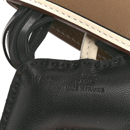 Hermes Milo Lambskin Grigri Rodeo Robeo Coeur Bag Charm PM Black Craie Etoupe 3 of 4