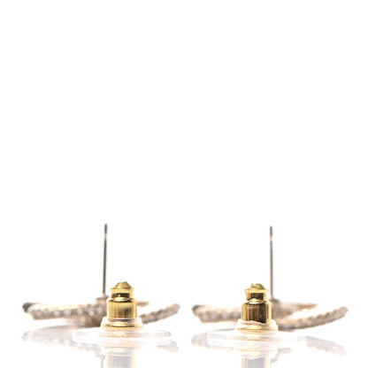 Chanel Crystal Timeless CC Earrings Light Gold 3 of 4