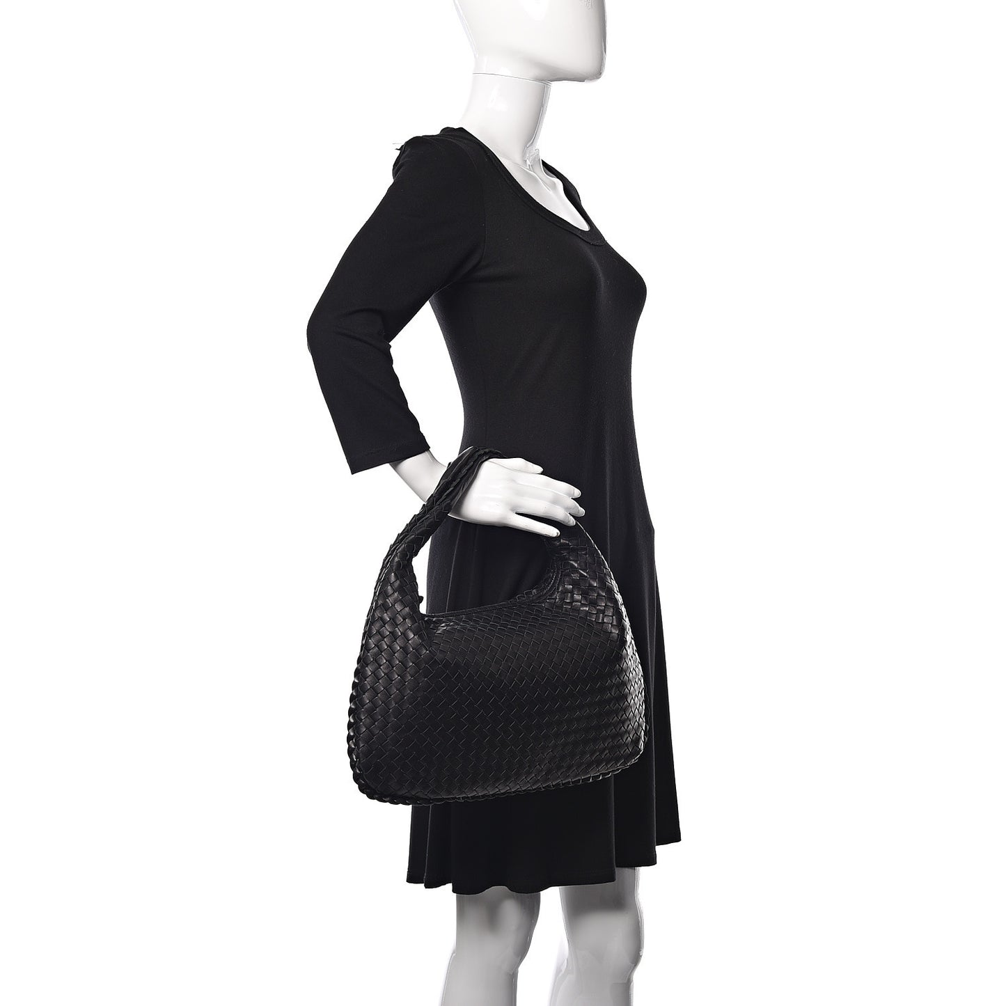 Nappa Intrecciato Medium Veneta Hobo Black