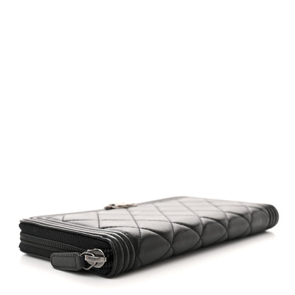 Chanel Lambskin Quilted Boy Zip Around Wallet Black 4 of 9