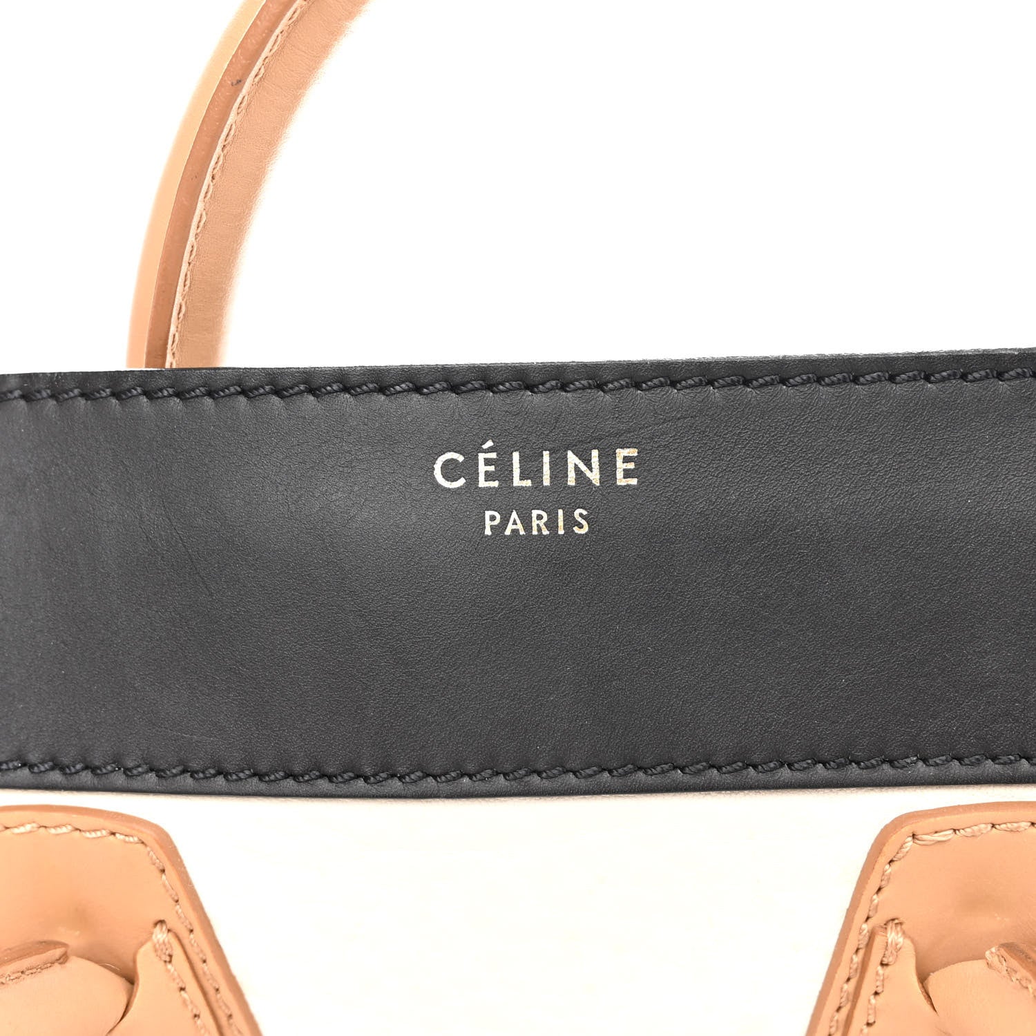 Celine Calfskin Shrunken Lambskin Micro Tri-Color Luggage Black Brown White 5 of 13