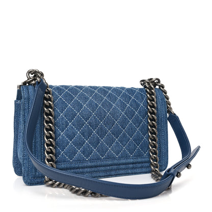 Chanel Denim Quilted Medium Boy Flap Blue 3 of 12