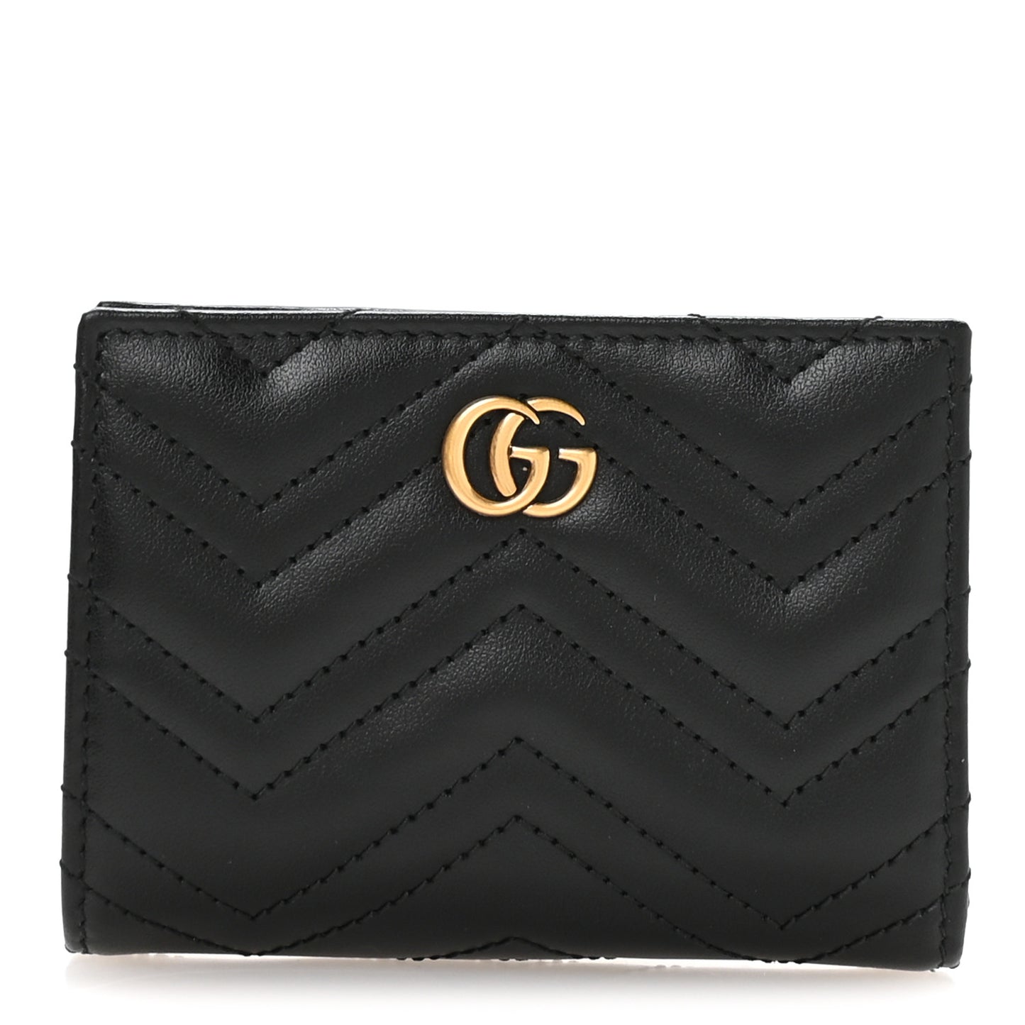 Calfskin Matelasse GG Marmont Card Case Wallet Black