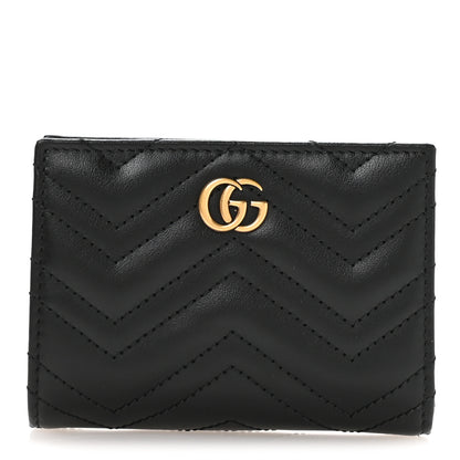 Gucci Calfskin Matelasse GG Marmont Card Case Wallet Black 1 of 7