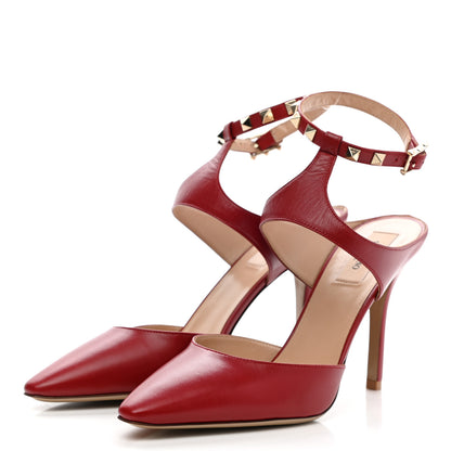 Valentino Garavani Nappa Rockstud Strap Pumps 38.5 Red 3 of 9
