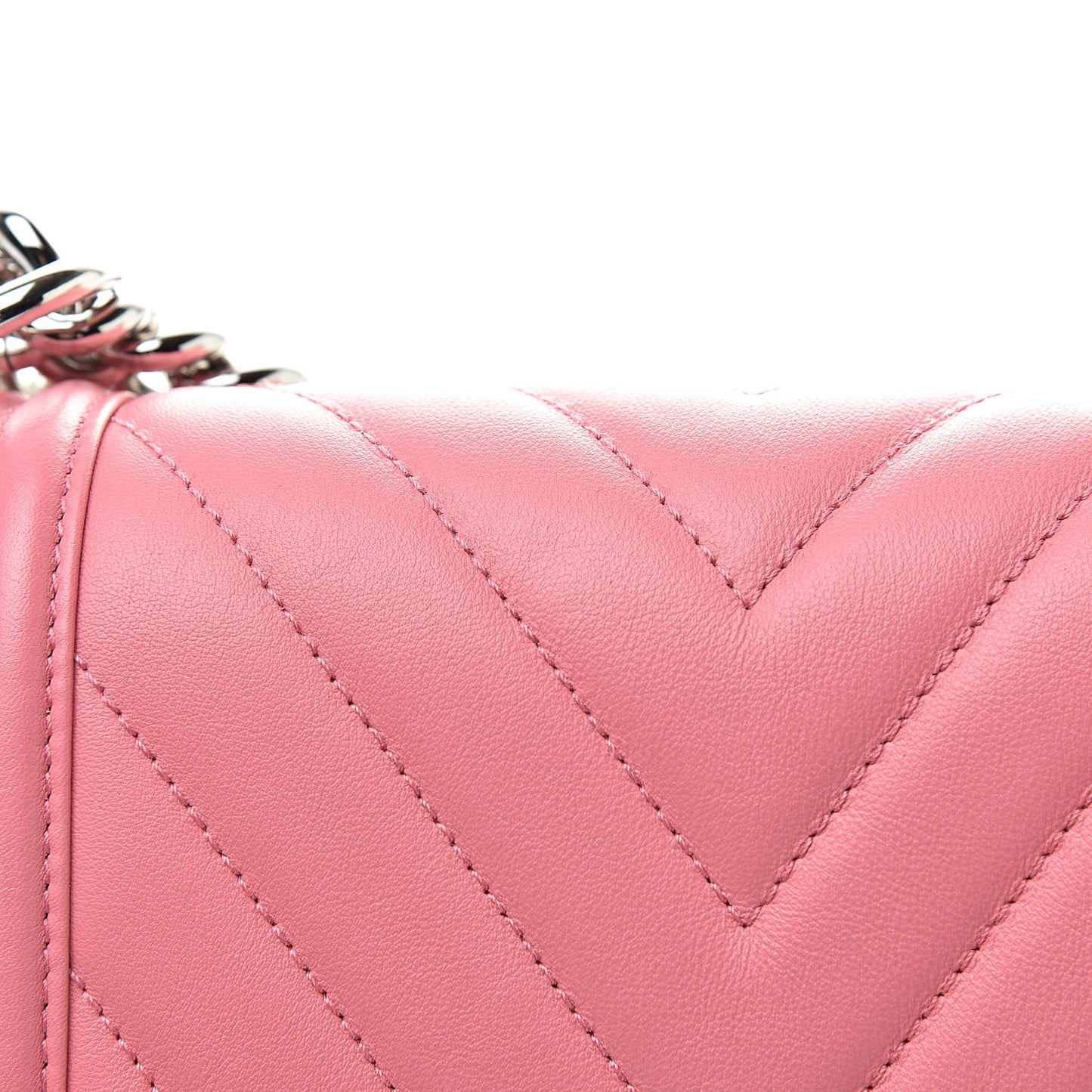 Calfskin Chevron Quilted Small Boy Flap Pink