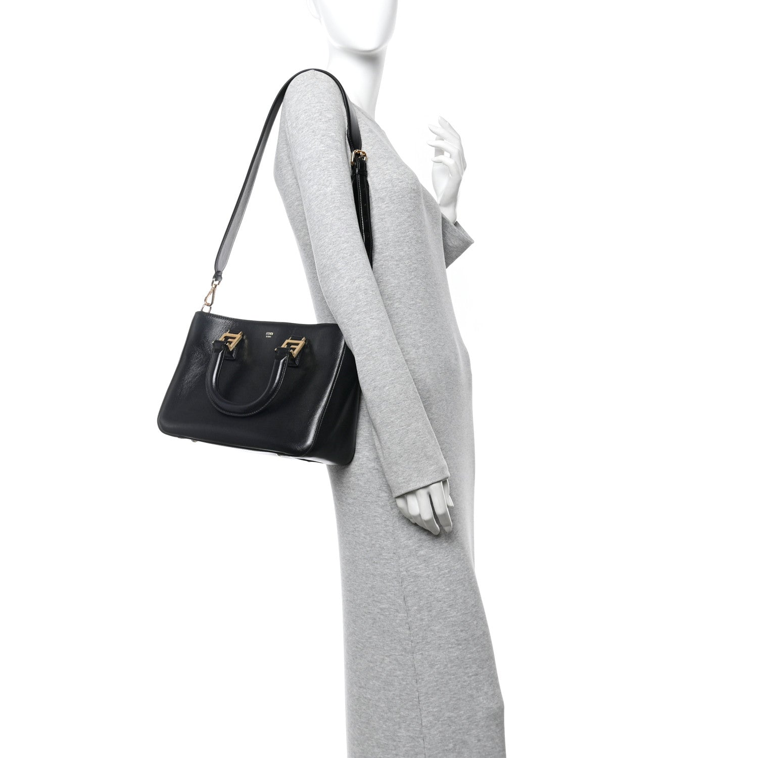 Fendi Vitello Glacier Small FF Tote Black 2 of 10