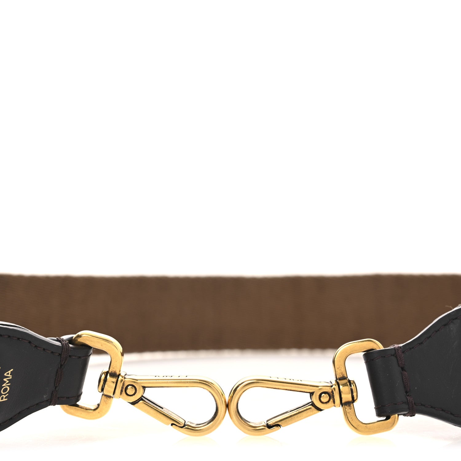 Fendi Ribbon Vitello Century FF 1974 Flat Studded Strap You Fango Marrone Ebano 5 of 7