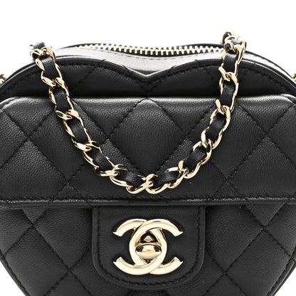 Chanel Lambskin Quilted CC In Love Heart Clutch With Chain Black 8 of 10
